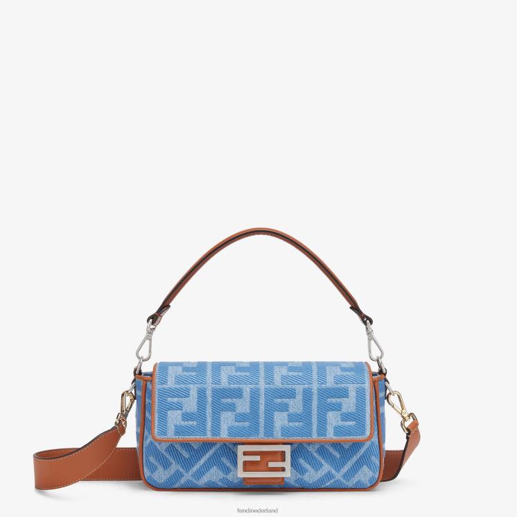 vrouwen accessoires Fendi 0J62L626 Denim tas met ff borduursel lichtblauw