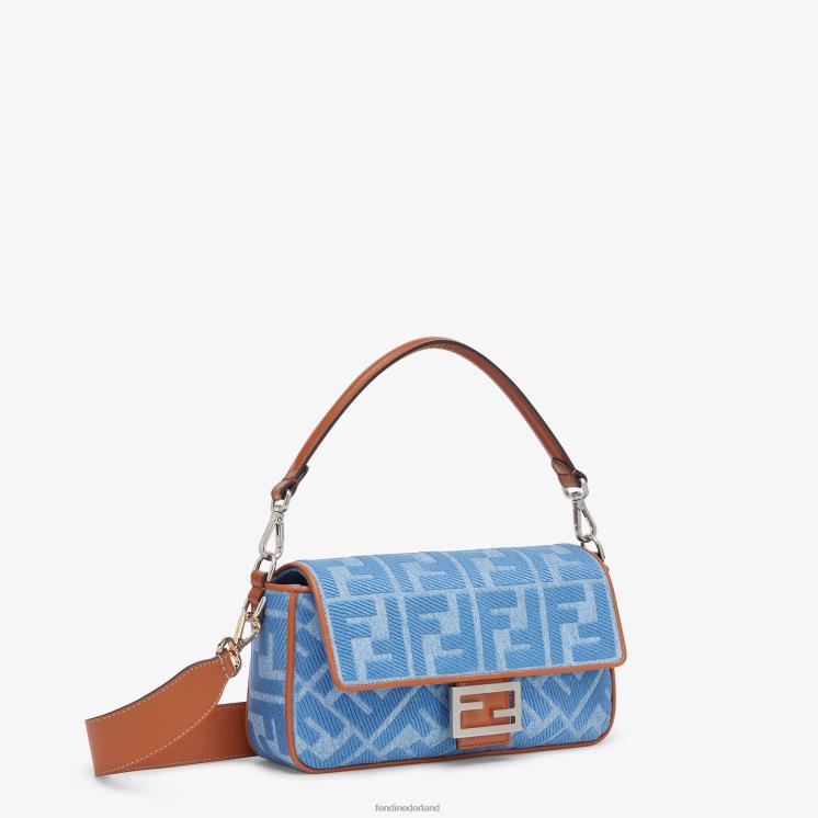 vrouwen accessoires Fendi 0J62L626 Denim tas met ff borduursel lichtblauw