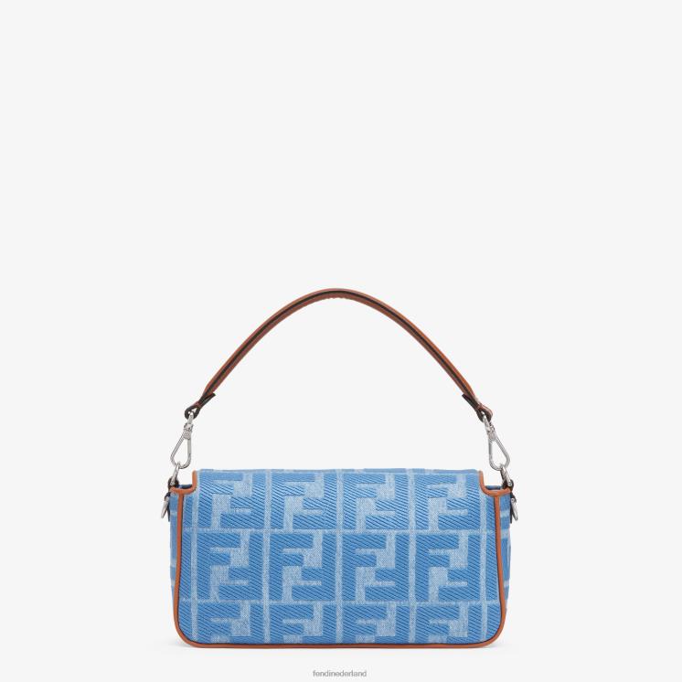 vrouwen accessoires Fendi 0J62L626 Denim tas met ff borduursel lichtblauw