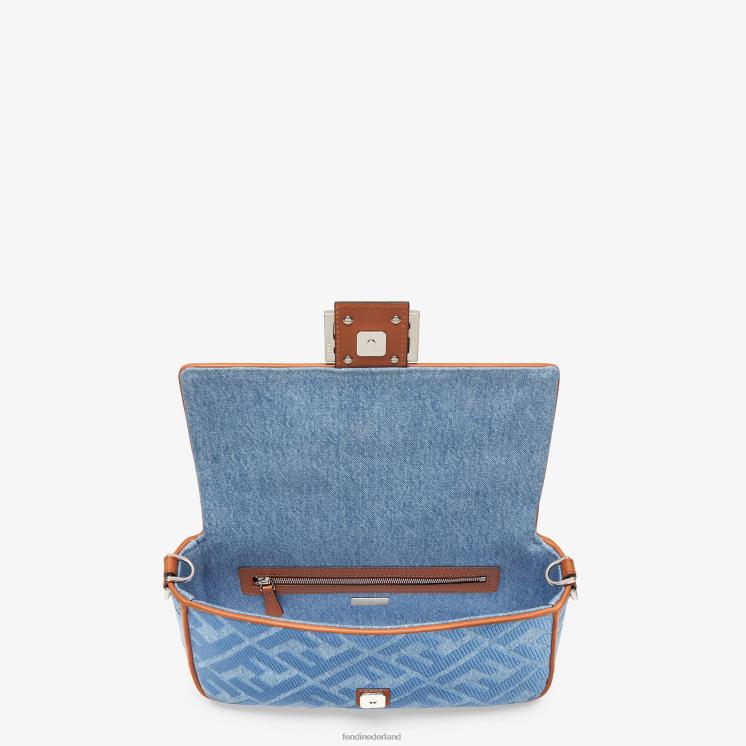 vrouwen accessoires Fendi 0J62L626 Denim tas met ff borduursel lichtblauw