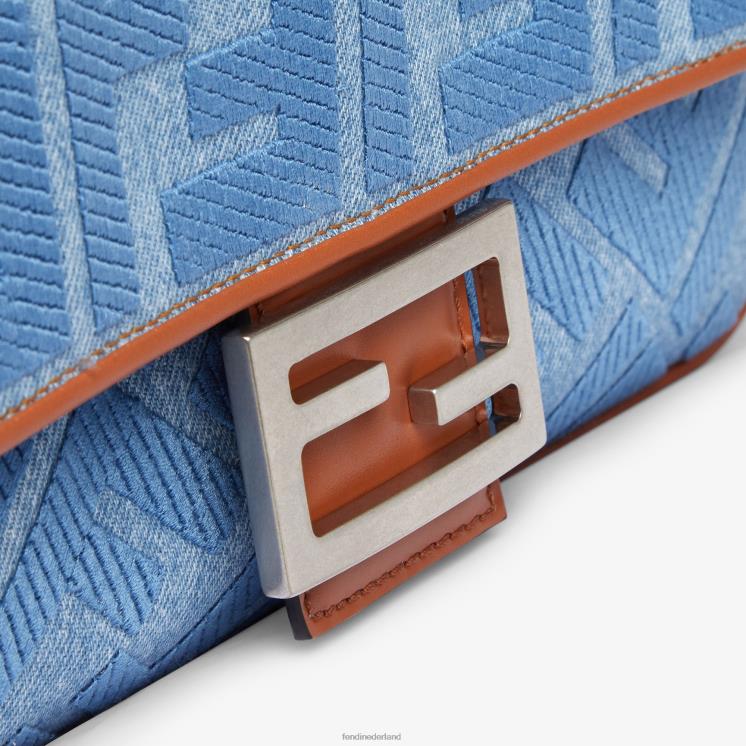 vrouwen accessoires Fendi 0J62L626 Denim tas met ff borduursel lichtblauw