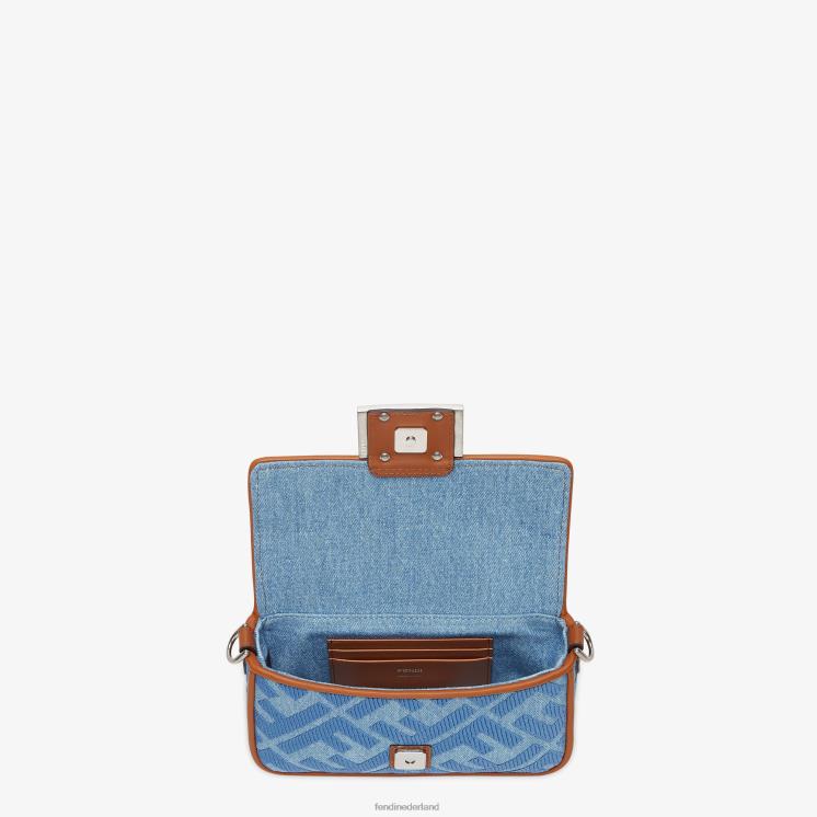 vrouwen accessoires Fendi 0J62L627 Denim tas met ff borduursel lichtblauw