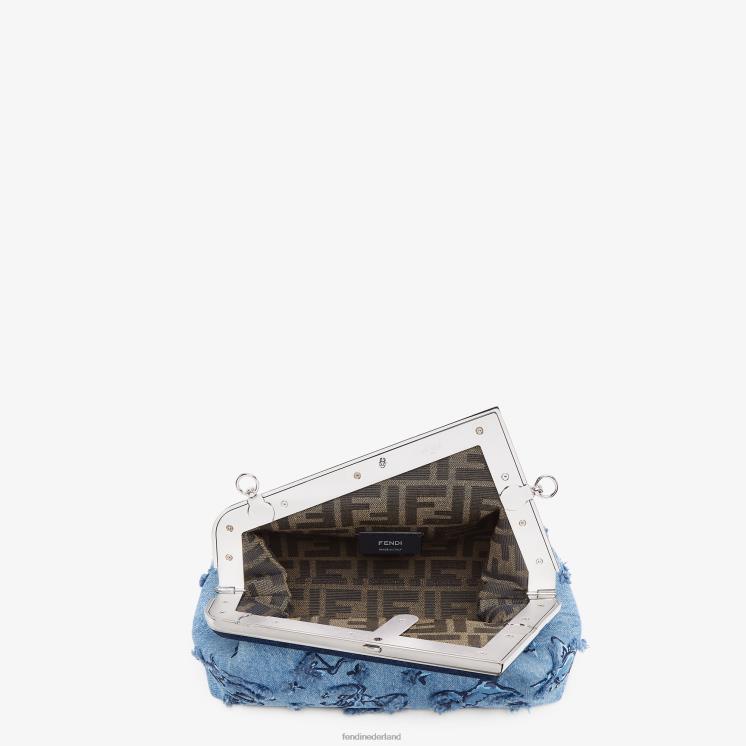 vrouwen accessoires Fendi 0J62L634 Denim tas met astrologieborduurwerk lichtblauw