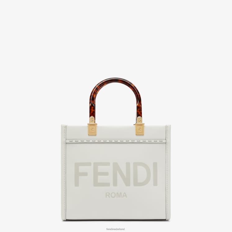 vrouwen accessoires Fendi 0J62L642 Sunshine kleine leren shopper wit