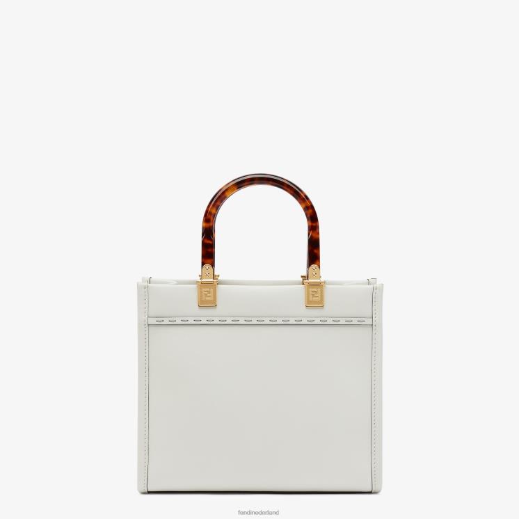 vrouwen accessoires Fendi 0J62L642 Sunshine kleine leren shopper wit