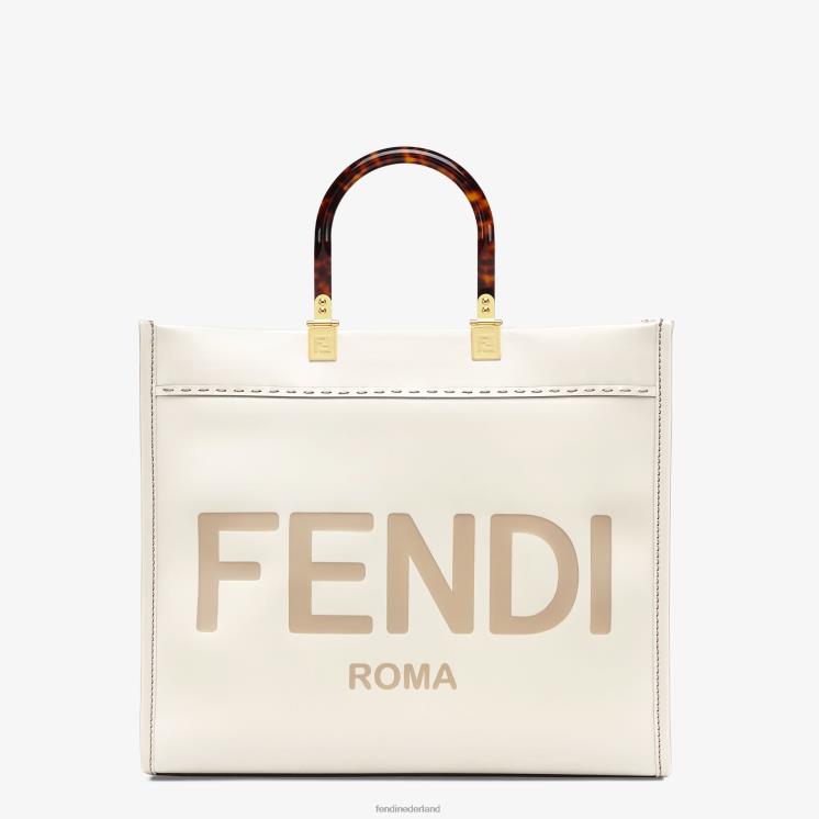 vrouwen accessoires Fendi 0J62L643 Sunshine medium leren shopper wit