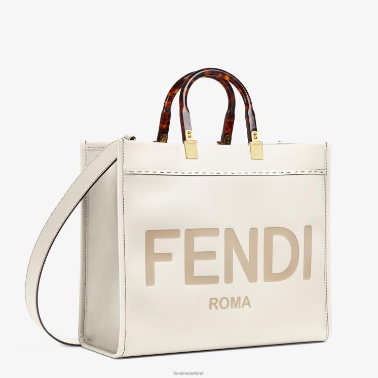 vrouwen accessoires Fendi 0J62L643 Sunshine medium leren shopper wit