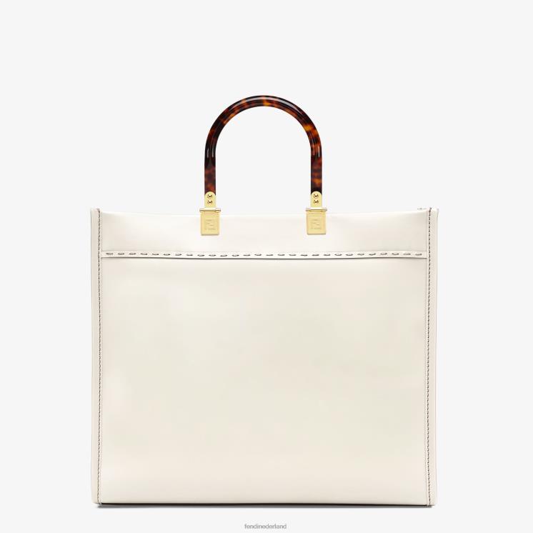 vrouwen accessoires Fendi 0J62L643 Sunshine medium leren shopper wit