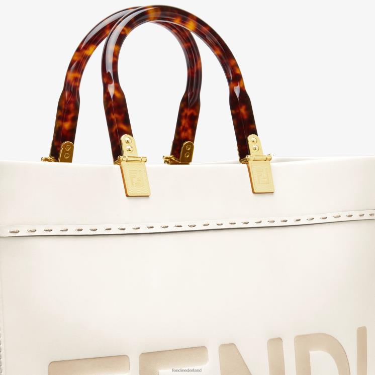 vrouwen accessoires Fendi 0J62L643 Sunshine medium leren shopper wit