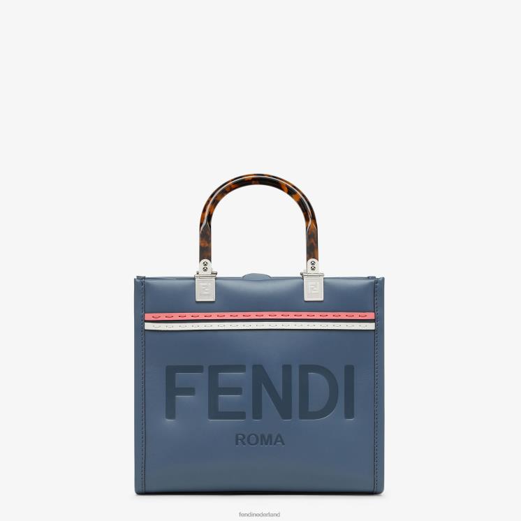 vrouwen accessoires Fendi 0J62L644 Sunshine kleine leren shopper blauw