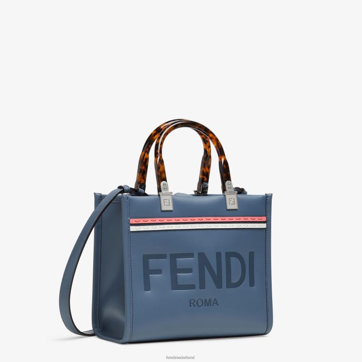 vrouwen accessoires Fendi 0J62L644 Sunshine kleine leren shopper blauw