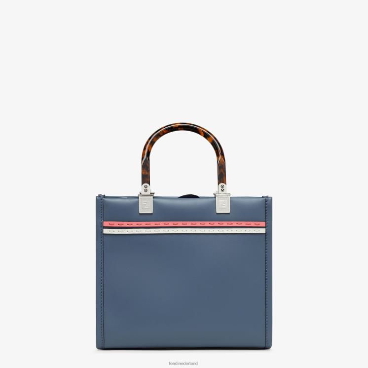 vrouwen accessoires Fendi 0J62L644 Sunshine kleine leren shopper blauw