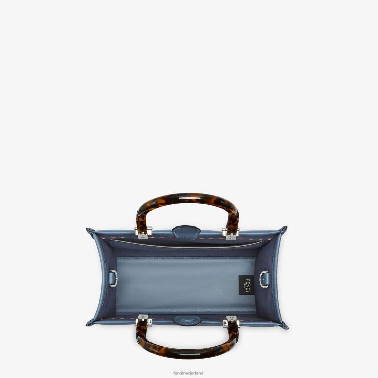 vrouwen accessoires Fendi 0J62L644 Sunshine kleine leren shopper blauw
