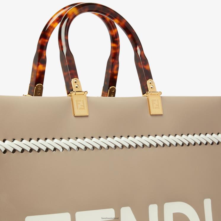 vrouwen accessoires Fendi 0J62L652 duifleren shopper met contrasterende draad veelkleurig