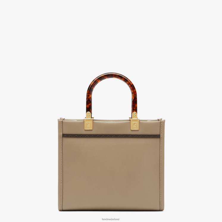 vrouwen accessoires Fendi 0J62L656 duifleren shopper met bloemenborduurwerk grijs