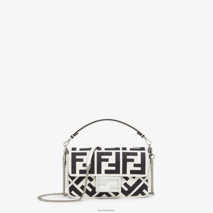 vrouwen accessoires Fendi 0J62L687 canvas tas met ff borduursel wit