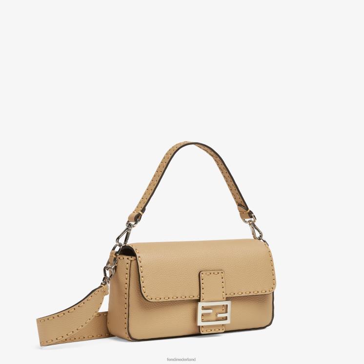 vrouwen accessoires Fendi 0J62L693 Selleria tas met extra grote stiksels beige