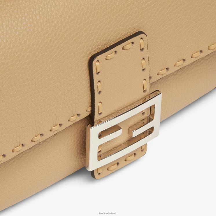 vrouwen accessoires Fendi 0J62L693 Selleria tas met extra grote stiksels beige