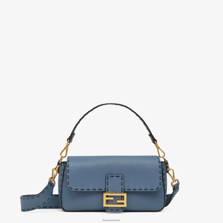 vrouwen accessoires Fendi 0J62L697 Selleria tas met extra grote stiksels blauw