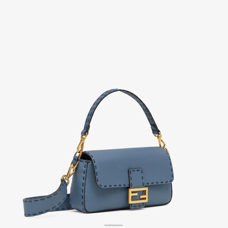 vrouwen accessoires Fendi 0J62L697 Selleria tas met extra grote stiksels blauw