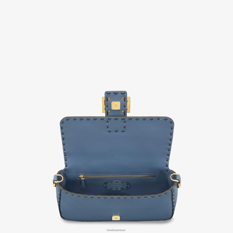 vrouwen accessoires Fendi 0J62L697 Selleria tas met extra grote stiksels blauw