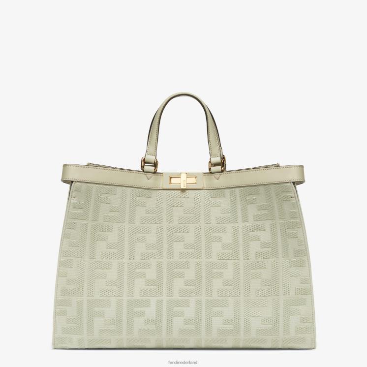 vrouwen accessoires Fendi 0J62L720 canvas shopper met ff borduursel groente