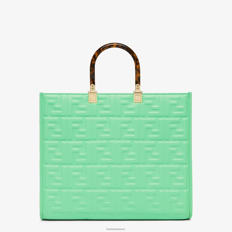 vrouwen accessoires Fendi 0J62L728 Leren shopper met ff-motief groente
