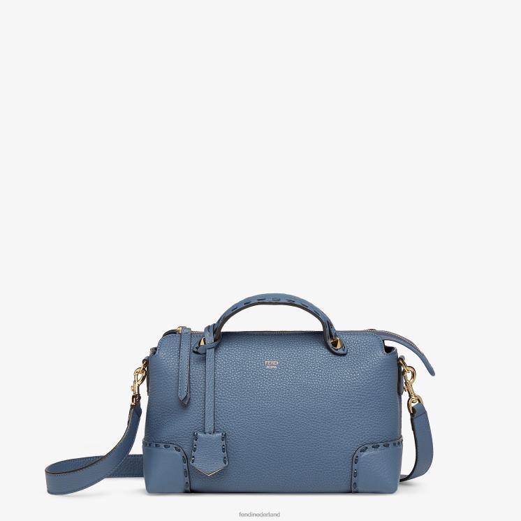 vrouwen accessoires Fendi 0J62L745 Selleria Boston tas met oversized stiksels blauw