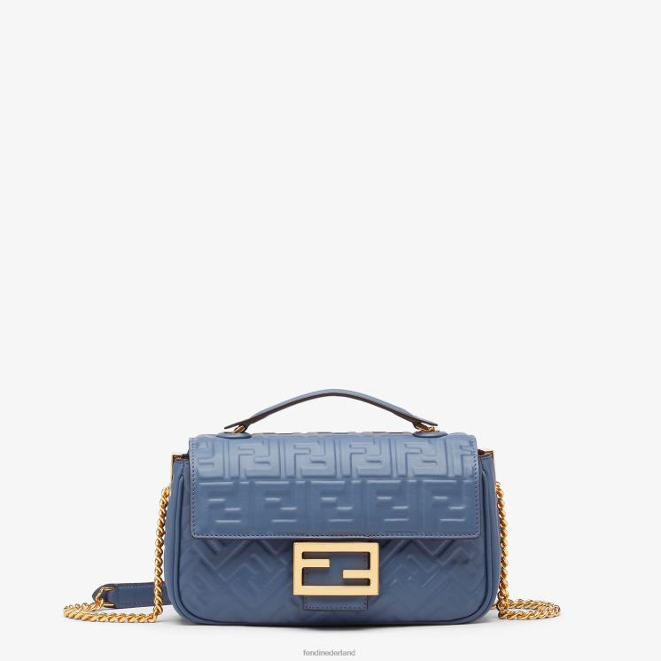 vrouwen accessoires Fendi 0J62L747 Baguette ketting midi nappa leren tas blauw
