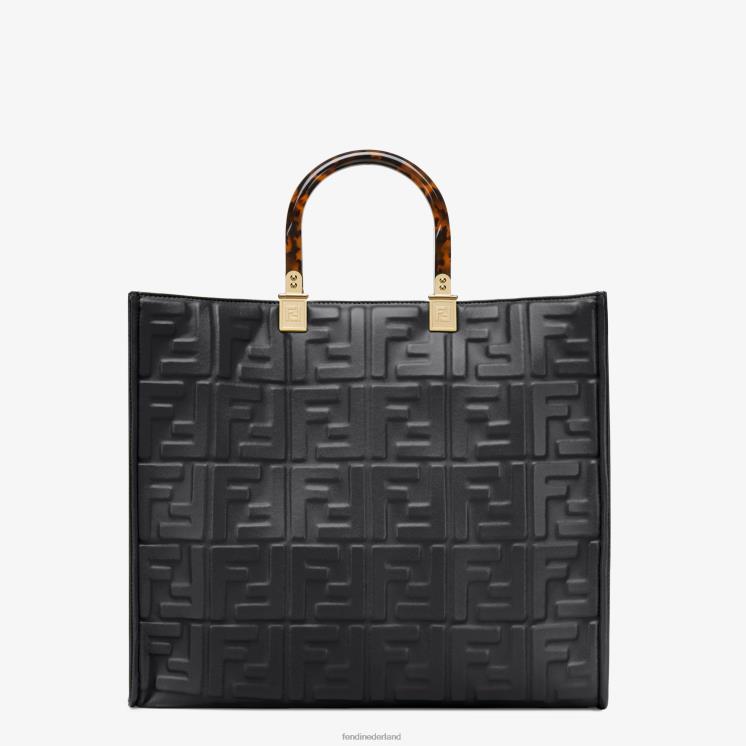 vrouwen accessoires Fendi 0J62L756 Sunshine medium leren shopper zwart