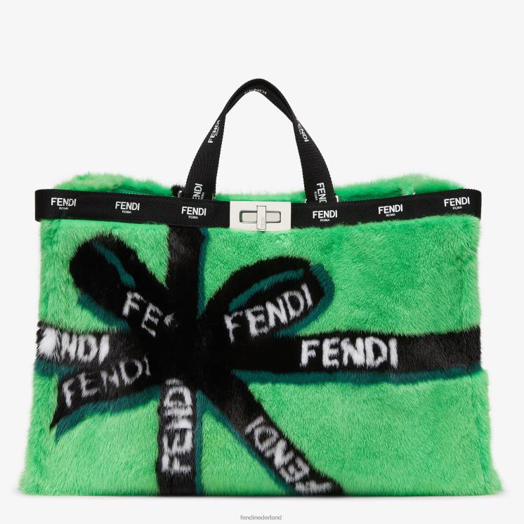 vrouwen accessoires Fendi 0J62L760 Mink shopper met lintinleg groente