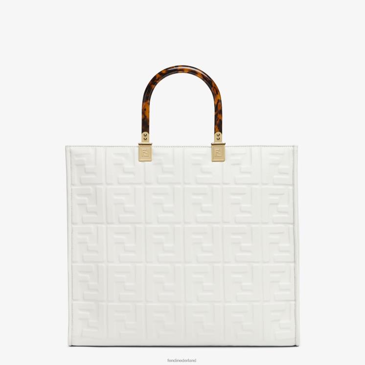 vrouwen accessoires Fendi 0J62L764 Sunshine medium leren shopper wit
