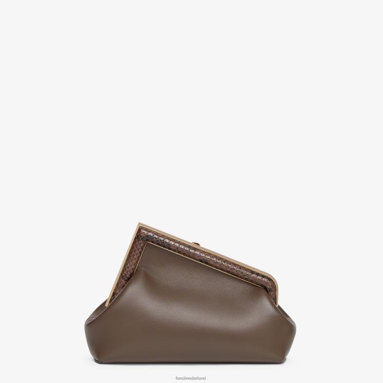 vrouwen accessoires Fendi 0J62L765 tas van leer en python bruin