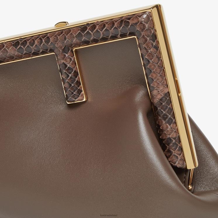 vrouwen accessoires Fendi 0J62L765 tas van leer en python bruin