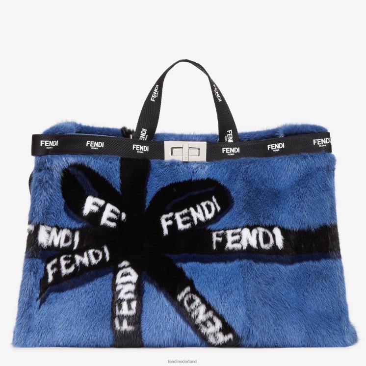 vrouwen accessoires Fendi 0J62L774 Mink shopper met lintinleg blauw