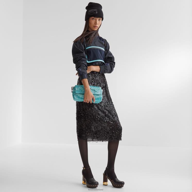 vrouwen accessoires Fendi 0J62L782 heruitgave tas van stenen en kralen lichtblauw
