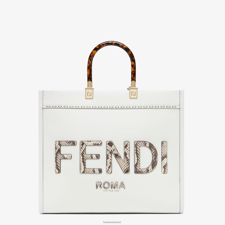 vrouwen accessoires Fendi 0J62L822 shopper van leer en elaphe wit