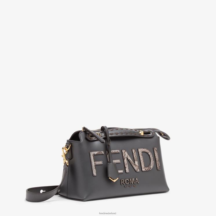 vrouwen accessoires Fendi 0J62L844 leer en elaphe boston tas grijs