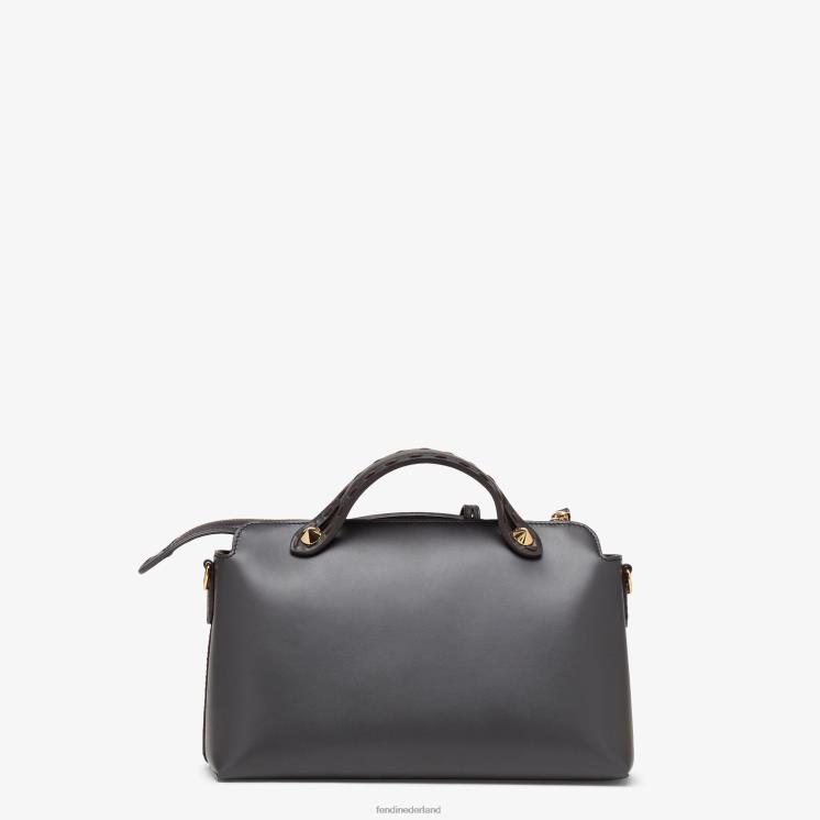 vrouwen accessoires Fendi 0J62L844 leer en elaphe boston tas grijs