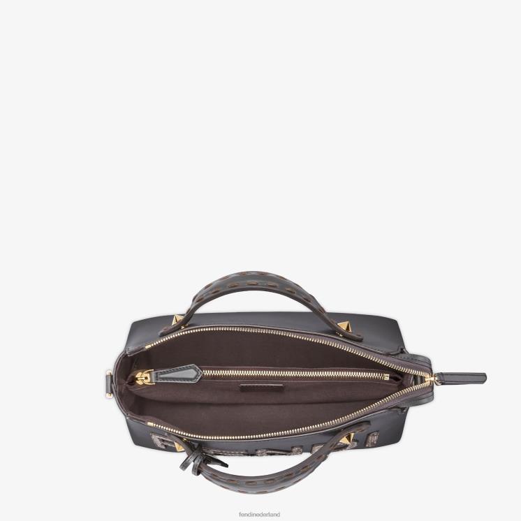 vrouwen accessoires Fendi 0J62L844 leer en elaphe boston tas grijs
