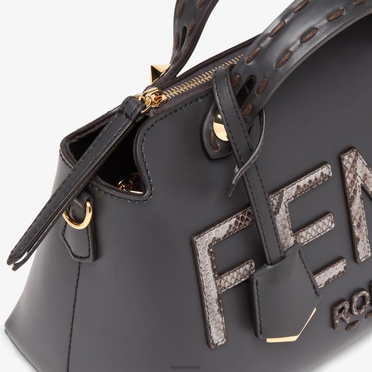 vrouwen accessoires Fendi 0J62L844 leer en elaphe boston tas grijs