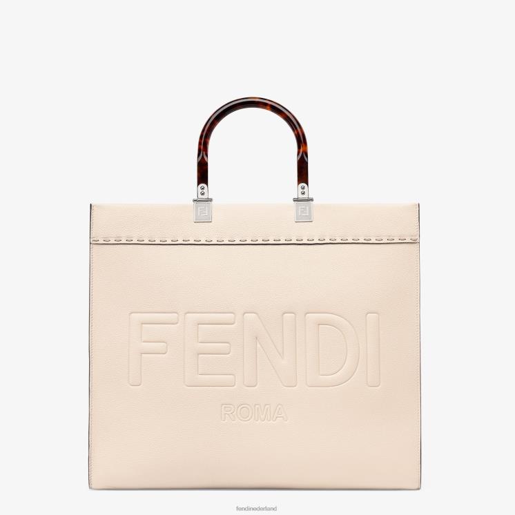 vrouwen accessoires Fendi 0J62L848 bleke volnerf leren shopper roze
