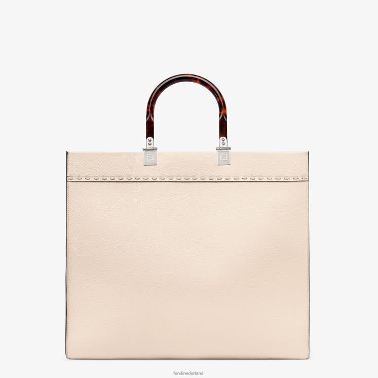 vrouwen accessoires Fendi 0J62L848 bleke volnerf leren shopper roze