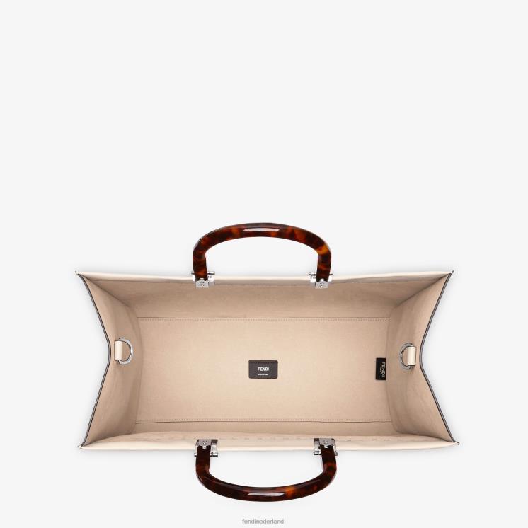 vrouwen accessoires Fendi 0J62L848 bleke volnerf leren shopper roze