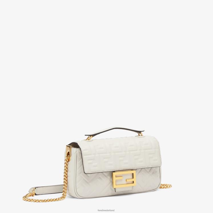 vrouwen accessoires Fendi 0J62L861 Midi leren tas met stokbroodketting grijs