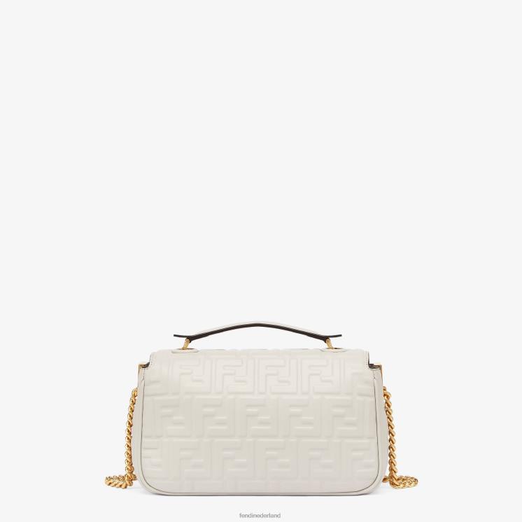 vrouwen accessoires Fendi 0J62L861 Midi leren tas met stokbroodketting grijs