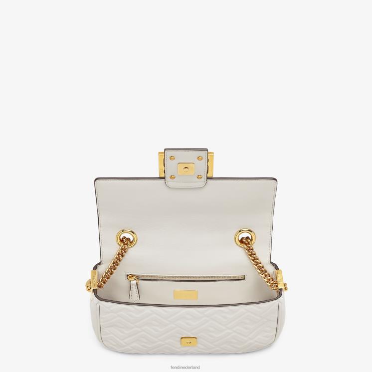 vrouwen accessoires Fendi 0J62L861 Midi leren tas met stokbroodketting grijs