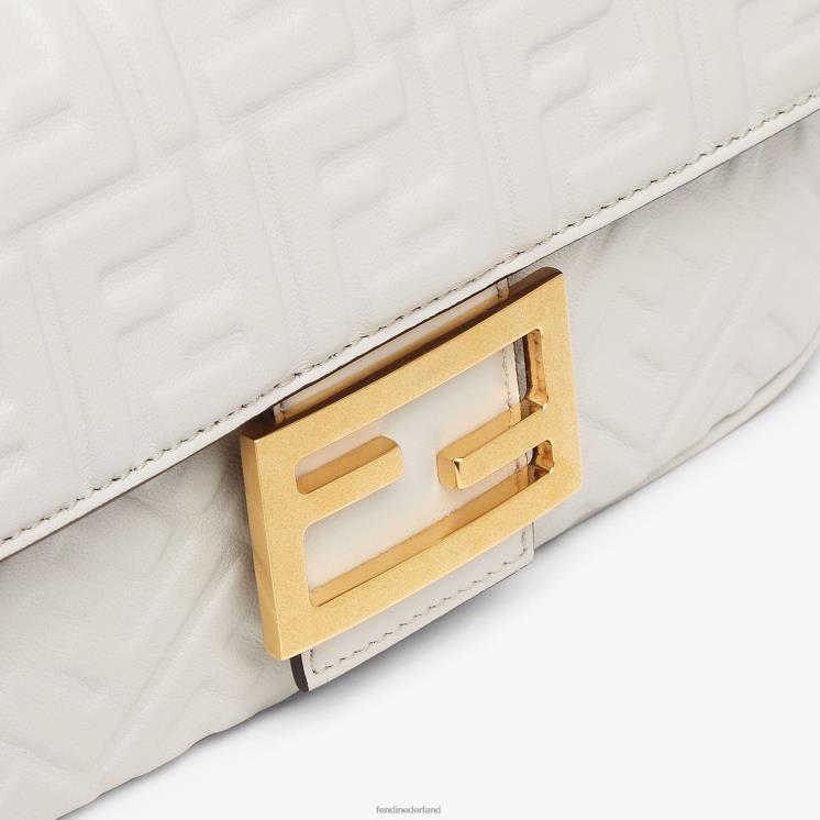 vrouwen accessoires Fendi 0J62L861 Midi leren tas met stokbroodketting grijs