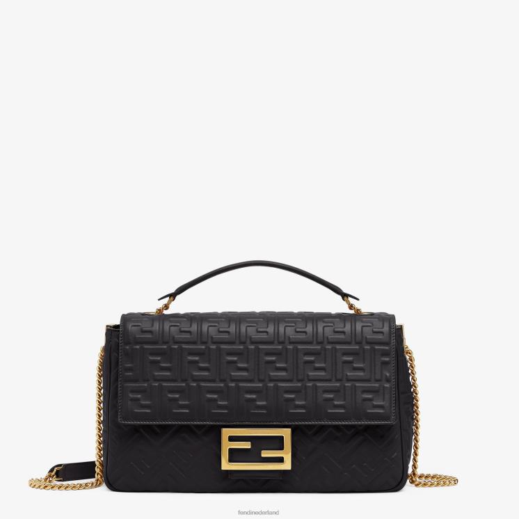 vrouwen accessoires Fendi 0J62L911 Grote tas van nappaleer met stokbroodketting zwart