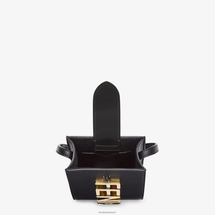 vrouwen accessoires Fendi 0J62L1432 Leren telefoonhoesje met grafisch ontwerp zwart